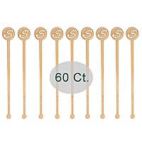 Bamboo Coffe Stirrers, Disposable Drink Stir Sticks, Letter S Pattern Stirring 60 Counts, 6.9