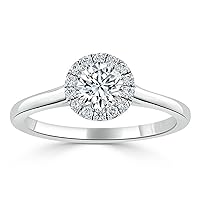 Solid gold 1ct Moissanite Engagement Ring for Women Halo Wedding Rings Unique Solitaire Promise Rings, D Color, VVS