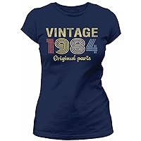 40th Birthday Shirt for Women - Vintage Original Parts 1984 Retro Birthday - 001-40th Birthday Gift