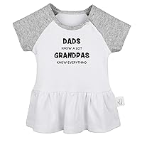 Dads Know A Lot Grandpas Know Everything Funny Dresses for Babies, Newborn Baby Princess Dress, Toddler Ruffles Skirts