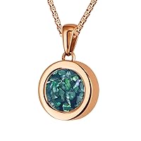 Quiges Rose Gold Stainless Steel 12mm Mini Coin Pendant Holder and Blue Coloured Coins with Box Chain Necklace 42 + 4cm Extender