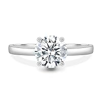 Kiara Gems 1.80 Carat Round Diamond Moissanite Engagement Ring, Wedding Ring Eternity Band Vintage Solitaire Halo Hidden Prong Setting Silver Jewelry Anniversary Ring Gift