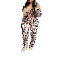 Women Camo Cargo Pants High Waist Baggy Wide Leg Camouflage Army Fatigue Joggers Trousers Slim Fit Pocket Sweatpants