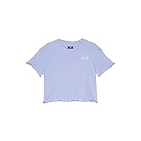 Hurley Girl's Ribbed Boxy Graphic T-Shirt (Big Kids) Purple Pulse MD (8-10 Big Kid)