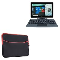 BoxWave Case Compatible with iView Magnus Plus (10.1 in) - SoftSuit with Pocket, Soft Pouch Neoprene Cover Sleeve Zipper Pocket for iView Magnus Plus (10.1 in) - Jet Black with Red Trim