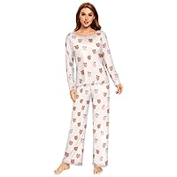 ALAZA Women's Moon Stars and Clouds on The Midnight Sky Two Piece Pajamas Set