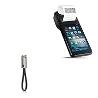 BoxWave Cable Compatible with Multzo POS PDA Receipt Printer (001) (5 in) - USB Type-C Keychain Charger, Key Ring USB Type-C to Type-A 8 in USB Cable - Jet Black