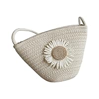 Tote Bag for Women Cotton Satchel Purse Hand-Woven Shoulder Handbag Hobo Bag Flower Crossbody Bags for Women