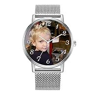 Personalized Picture Watch Engrave Text on Back Custom Photo Wrist Watch for Women Mens