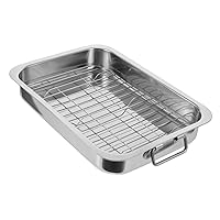 BESTOYARD 1 Set Stainless Steel Bakeware Non Stick Grilling Pan Bbq Non Stick Pizza Tray Square Tray Stainless Steel Baking Tray Roaster Square Griddle Oven Baking Pan Drain Tray Metal