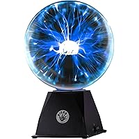 7” Blue Plasma Ball Touch Sensitive, Nebula Thunder Lightning Plug-in Plasma Globe, Crystal Ball for Parties, Science Decorations, Props, Light Up Ball for Kids, Bedroom Decor, Home