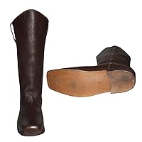 Cavalry Civil War Men's Black Leather Long Boots: Authentic Style for Historical Reenactments, Cosplay, and Collectors - Available in Sizes 7 to 15