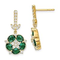 14k Gold Yg Lab Grown Diamond Si1 Si2 G H I Created Emerald Earrings Measures 21.61mm long Jewelry Gifts for Women
