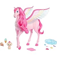 A Touch of Magic Pegasus, Pink Winged Horse Toy with 10 Accessories Including Puppy & Barrettes
