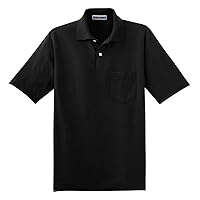 Jerzees Adult Jersey Pocket Polo with SpotShield - Black - L