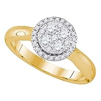 TheDiamondDeal 14kt Yellow Gold Womens Round Diamond Circle Frame Cluster Ring 1/2 Cttw