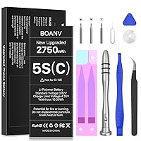 (Upgraded Version) Battery for iPhone 5S/5C, BOANV Ultra High Capacity New 0 Cycle iPhone 5S/5C Battery Replacement with Professional Replacement Tool Kits