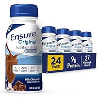 Ensure Plus Dark Chocolate and Ensure Original Milk Chocolate Nutrition Shakes, Meal Replacement, Protein, Vitamins, 24 Count