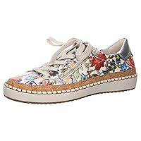 TUU Ladies Printing Flat Round Toe Tie up Large Size Slip-on Casual Shoes