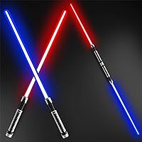 Beyondtrade Light Up Saber Toy 7 Colors 2-in-1 LED Dual Swords for Kids with FX Sound (Motion Sensitive) for Movie Fans Halloween Cosplay Party Christmas Birthday Gift