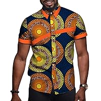 Men African Bazin Riche Print Tops Tees Summer Causal Short Sleeve Dashiki Ankara Party Shirt