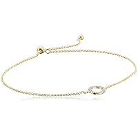 Amazon Collection 1/10th CT TW Diamond Geometric Circle Adjustable Bracelet in Sterling Silver
