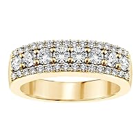 1.00 CT TW Prong Set Round Diamond Anniversary Wedding Ring in 14k Yellow Gold
