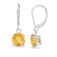 Amazon Collection 925 Sterling Silver 8mm Round Birthstone Earrings for Women with Leverbacks