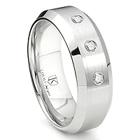 Cobalt XF Chrome 8MM 3 Diamond Beveled Wedding Band Ring Sz 13.0