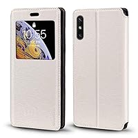 Huawei Enjoy 10E Case, Wood Grain Leather Case with Card Holder and Window, Magnetic Flip Cover for Huawei Enjoy 10E