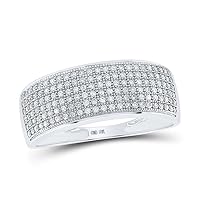 The Diamond Deal 10kt White Gold Mens Round Diamond Wedding Pave Band Ring 1/2 Cttw
