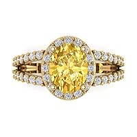 Clara Pucci 2.24 ct Oval Cut Solitaire W/Accent Genuine Natural Yellow Citrine Wedding Promise Anniversary Bridal Ring 18K Yellow Gold