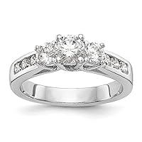 14k White Gold Lab Grown Diamond SI1 SI2 G H I 3 stone Engagement Ring Size 7.00 Jewelry Gifts for Women