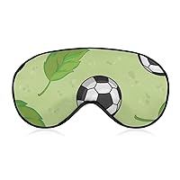 Novelty Printed Sleep Mask Eye Cover Compatible with Cool Soccer Football Green Print Soft Blindfold Elastic Strap Night Eyeshade Travel Nap for Women Men