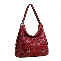 Shoulder Bags for Women Handbags Ladies Large Capacity Soft Leather Female Crossbody Bag Solid Color Tote Bag (Burgundy)