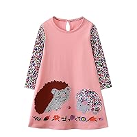 HOMAGIC2WE Toddler Girls Long Sleeve Dress Kids Cotton Fall Cute Casual Basic Shirt Dresses