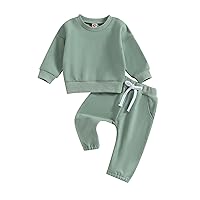 Ledy Champswiin 0-3 Years Neutral Outfits Toddler Baby Boy Girl Clothes Solid Color Sweatsuits Fall Winter Tops & Pants