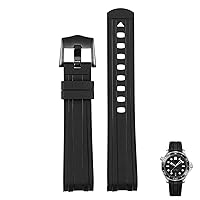 for Omega Seamaster 300 Universe 007 Curved End Fluorous Rubber Silicone watchband 20mm 22m Watch Soft Strap Men Replacement (Color : Black Black, Size : 20mm)