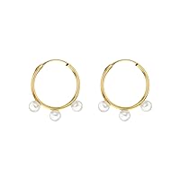 Carissima Gold Women's 9ct Yellow Gold 3.5mm Round Fresh Pearls 18mm x 16.5mm Hoop Earrings