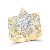 The Diamond Deal 10kt Two-tone Gold Mens Round Diamond Magen David Star Ring 5 Cttw