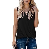 SNKSDGM Womens Summer Tank Tops Casual Dressy Sleeveless Twist Front Blouses Work Office Shirts Loose Fit Tunic Top