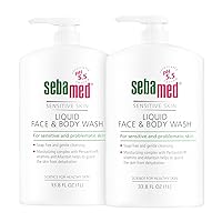 Sebamed Paraben-Free Face and Body Wash With Pump for Sensitive and Delicate Skin pH 5.5 Ultra Mild Dermatologist Recommended Cleanser 33.8 Fluid Ounces (1 Liter) Set of 2 Value Pack , green