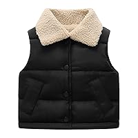 Girls Winter Coats Baby Boys Fleece Fuzzy Sleeveless Vest Winter Jacket Toddler Stand Collar Lightweight Outwear
