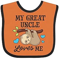 inktastic My Great Uncle Loves Me with Sloth and Hearts Baby Bib