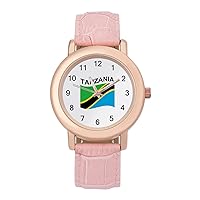 Flag of Tanzania Casual Watches for Women Classic Leather Strap Quartz Wrist Watch Ladies Gift