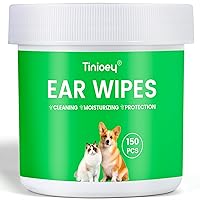 Dog Ear Wipes for Dogs (150 Count) | Plant-Based Cat Dog Ear Cleaner Wipes Cleaning Solution to Remove Dirt and Ear Wax, Relieve Itching, Shaking Head & Inflammation