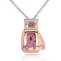 Kobelli Pink Sapphire & Diamond Fight Breast Cancer Awareness Pendant 14k Rose Gold (16