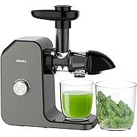 whall® Slow Juicer, Masticating Juicer, Celery Juicer Machines, Cold Press Juicer Machines Vegetable and Fruit, Juicers with Quiet Motor & Reverse Function, Easy to Clean with Brush,Grey