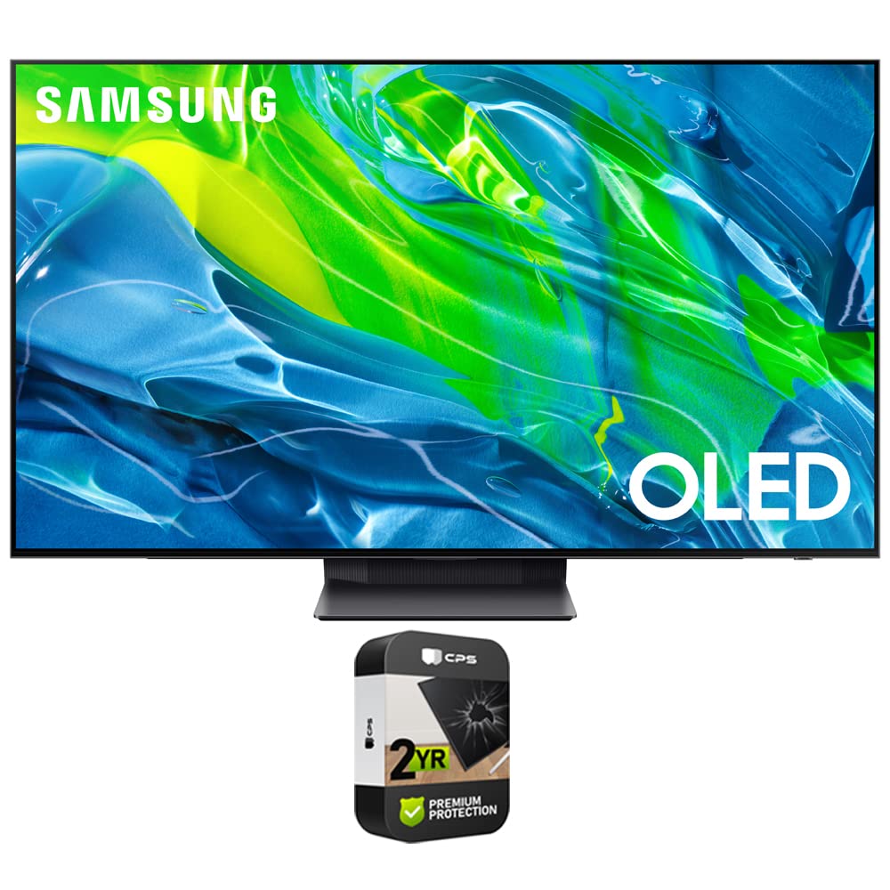 SAMSUNG QN55S95BAFXZA 55 inch 4K Quantum HDR OLED Smart TV 2022 (Renewed) Bundle with 2 YR CPS Enhanced Protection Pack