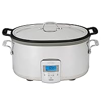 All-Clad Stainless Steel Electric Slow Cooker 7 Quart, Aluminum Insert, Programmable LCD Screen Digital Timer, SD700350, Silver